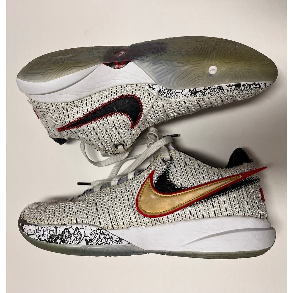 Nike LeBron 20 The Debut DJ5423-100 White Gold Red Men 6 W 7.5 Basketball